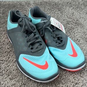 Nike FitSole Blue and Neon Coral Running Shoes